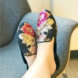 Birdies Phoebe Mules Jacquard Floral Brocade Slipper/Mule Size 5.5